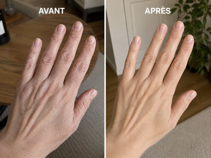 Avant / après — peau des mains, résultat vérifié Ondéa