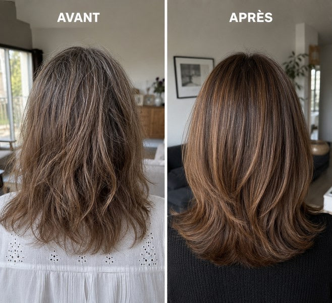 Avant / après — cheveux, résultat vérifié Ondéa
