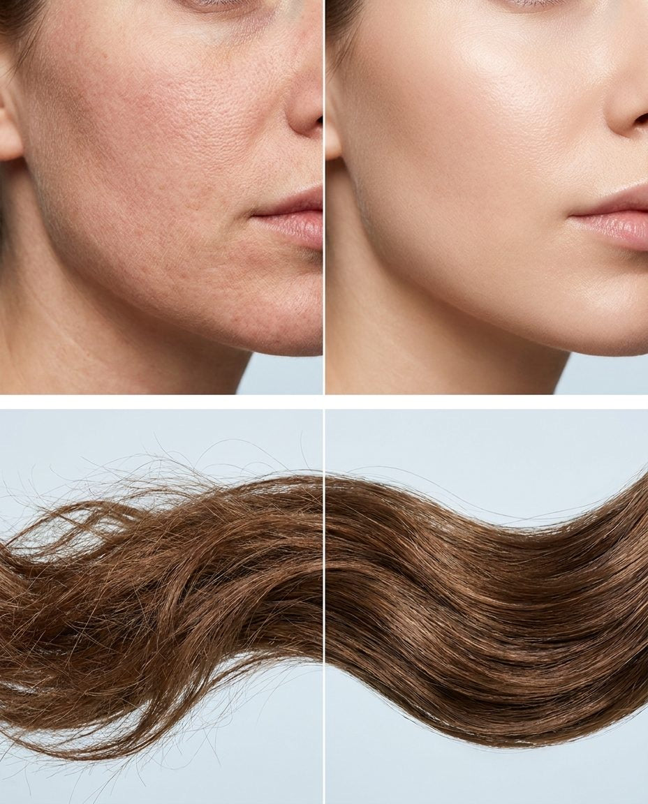 Avant / après peau et cheveux : eau du robinet contre eau filtrée